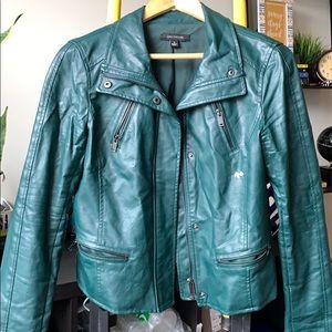 Ann Taylor Pleather Green Motorcycle Jacket